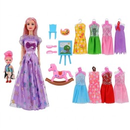 Set X2 Muñecas Fashion Beautiful Con Vestidos Y Accesorios