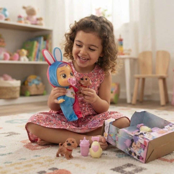 Set Muñeca Bebé Con Mascota Y Accesorios Pijama Niñas