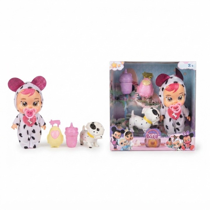 Set Muñeca Bebé Con Mascota Y Accesorios Pijama Niñas