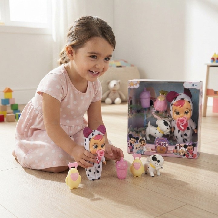 Set Muñeca Bebé Con Mascota Y Accesorios Pijama Niñas