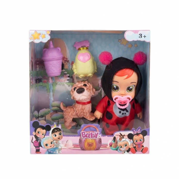 Set Muñeca Bebé Con Mascota Y Accesorios Pijama Niñas