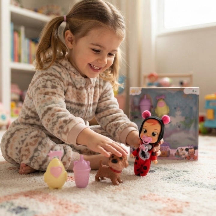Set Muñeca Bebé Con Mascota Y Accesorios Pijama Niñas