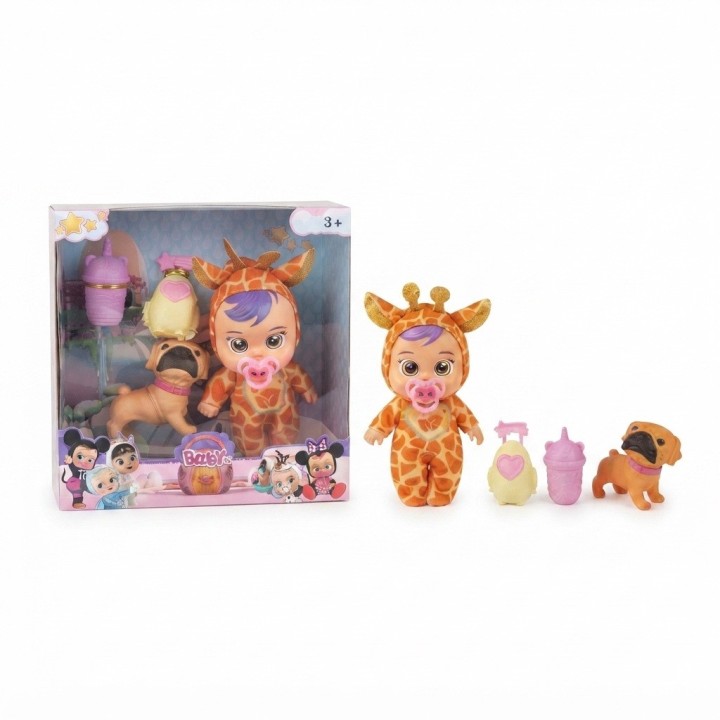 Set Muñeca Bebé Con Mascota Y Accesorios Pijama Niñas