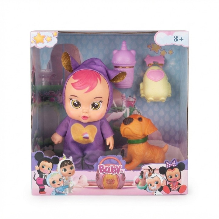 Set Muñeca Bebé Con Mascota Y Accesorios Pijama Niñas