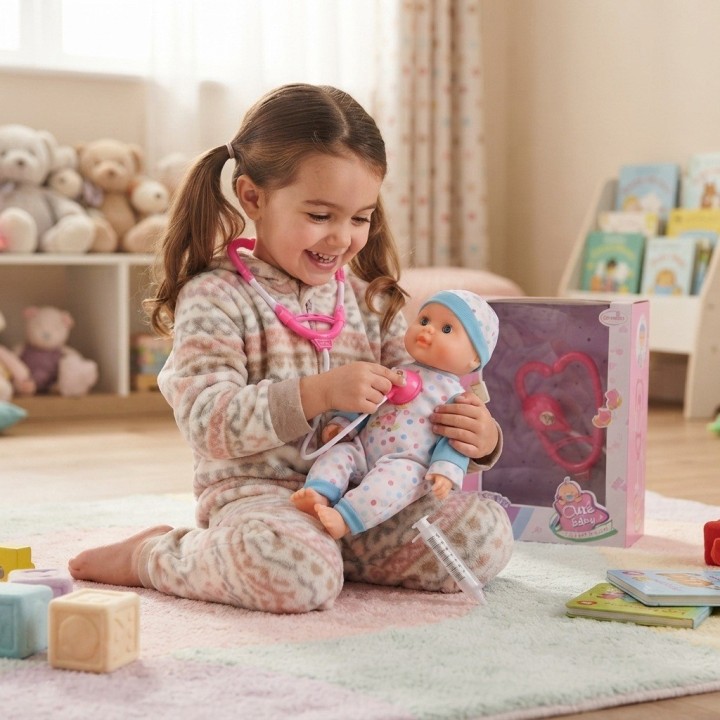 Set Muñeca Bebé Doctora Con Estetoscopio Y Jeringa