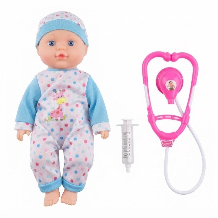 Set Muñeca Bebé Doctora Con Estetoscopio Y Jeringa