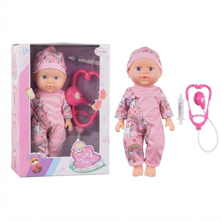 Set Muñeca Bebé Doctora Con Estetoscopio Y Jeringa