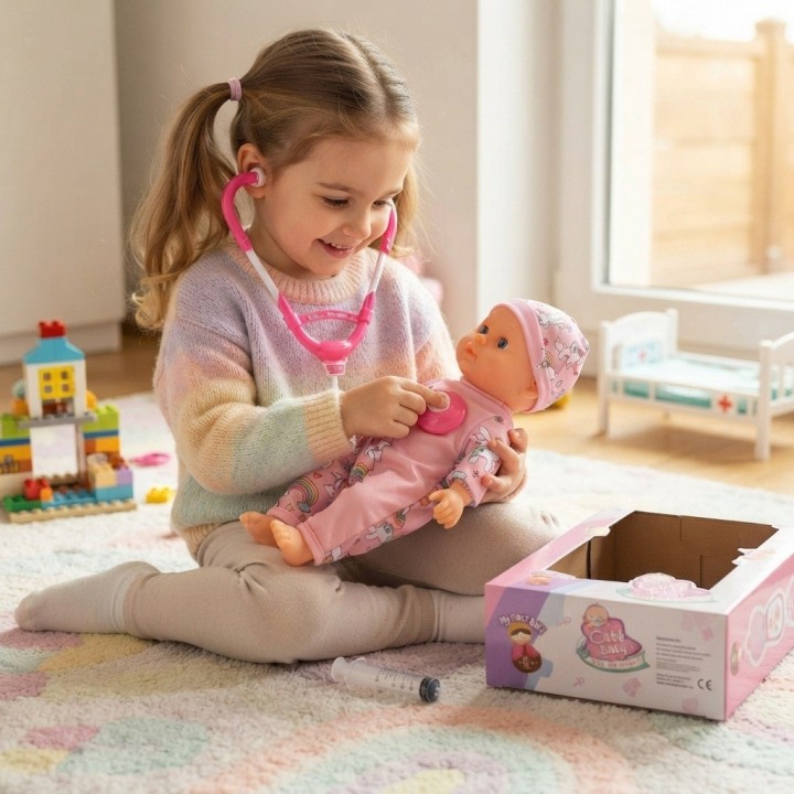 Set Muñeca Bebé Doctora Con Estetoscopio Y Jeringa