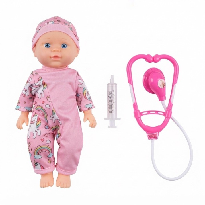 Set Muñeca Bebé Doctora Con Estetoscopio Y Jeringa