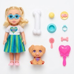 Set Muñeca Con Perrito Mascota Y Accesorios De Juego