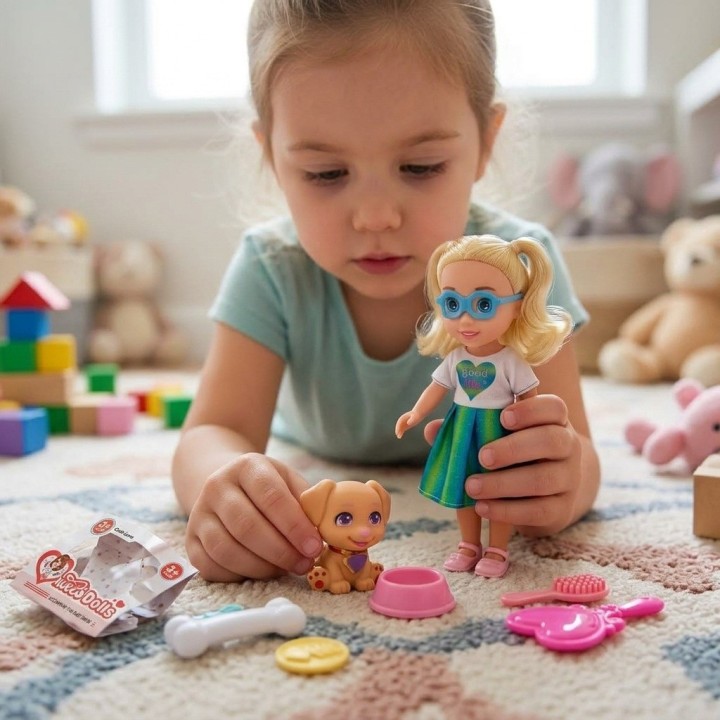Set Muñeca Con Perrito Mascota Y Accesorios De Juego