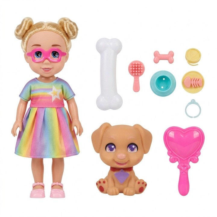 Set Muñeca Con Perrito Mascota Y Accesorios De Juego
