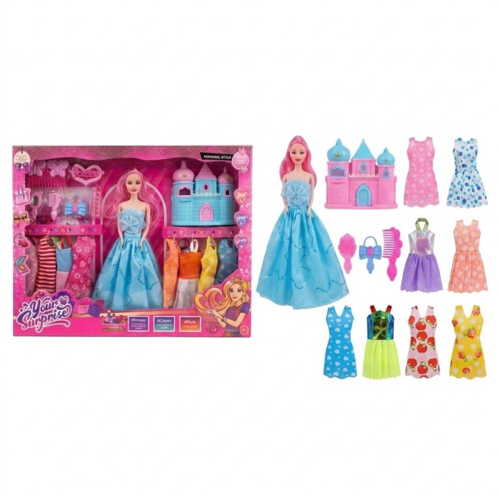 Muñeca Fashion Con Castillo Y 7 Vestidos