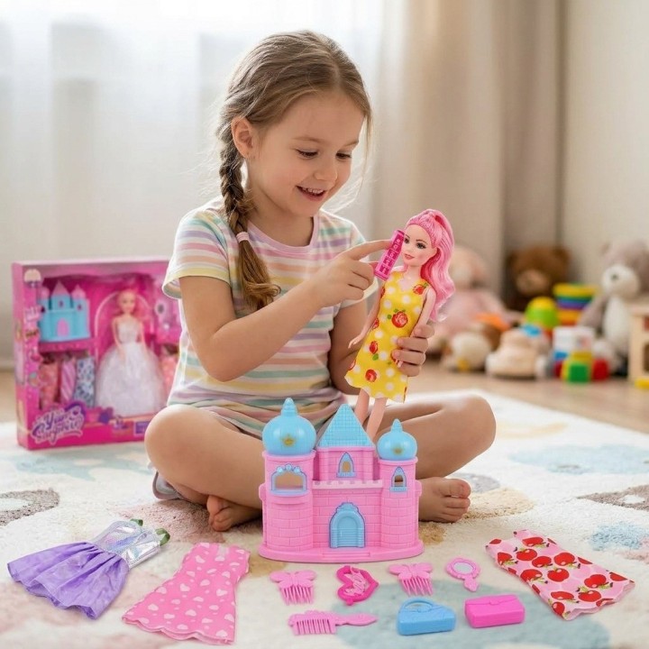 Muñeca Fashion Con Castillo Y 7 Vestidos