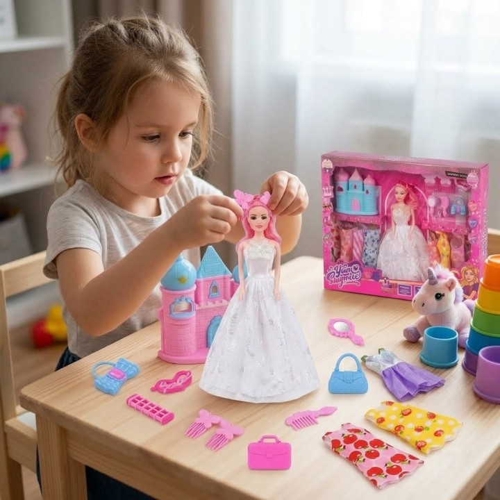 Muñeca Fashion Con Castillo Y 7 Vestidos