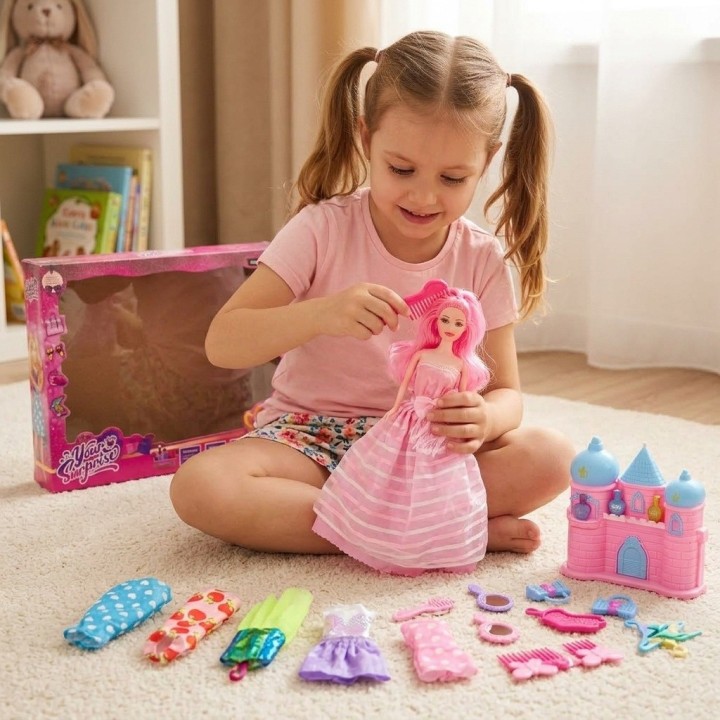 Muñeca Fashion Con Castillo Y 7 Vestidos