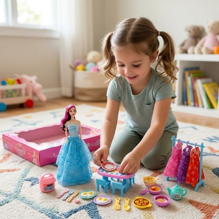 Muñeca Fashion Con Comedor Cocina Y Vestidos
