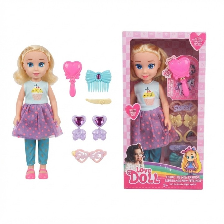 Muñeca Love Doll Con Accesorios De Belleza Y Peinado