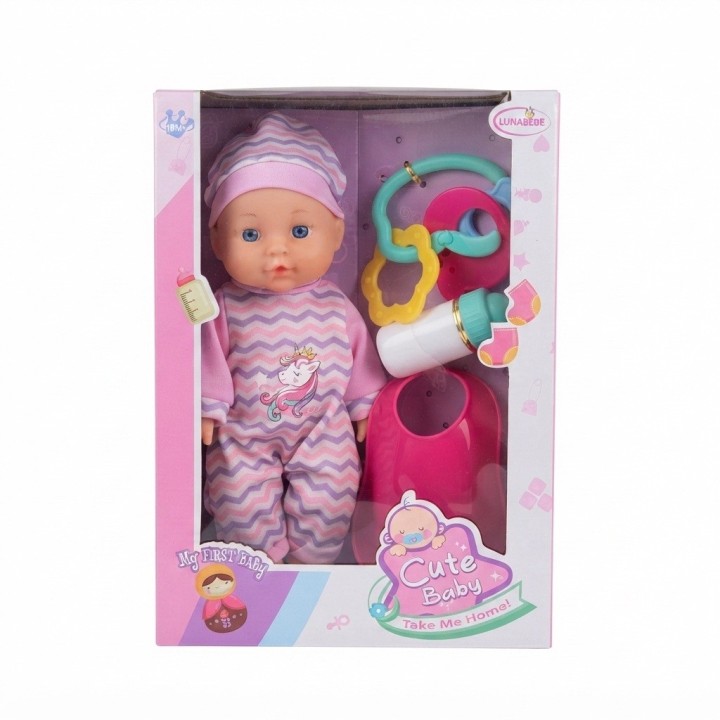 Muñeca Mi Primer Bebé Con Tetero, Babero Y Sonajero