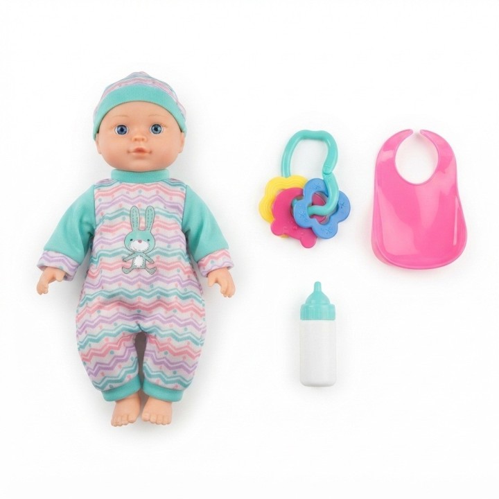Muñeca Mi Primer Bebé Con Tetero, Babero Y Sonajero
