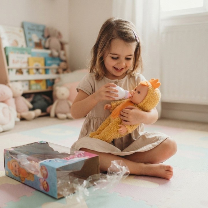 Muñeca Bebé Con Pijama De Peluche Y Tetero Niñas