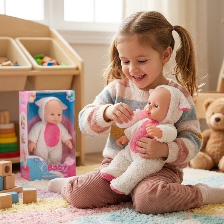 Muñeca Bebé Con Pijama De Peluche Y Tetero Niñas