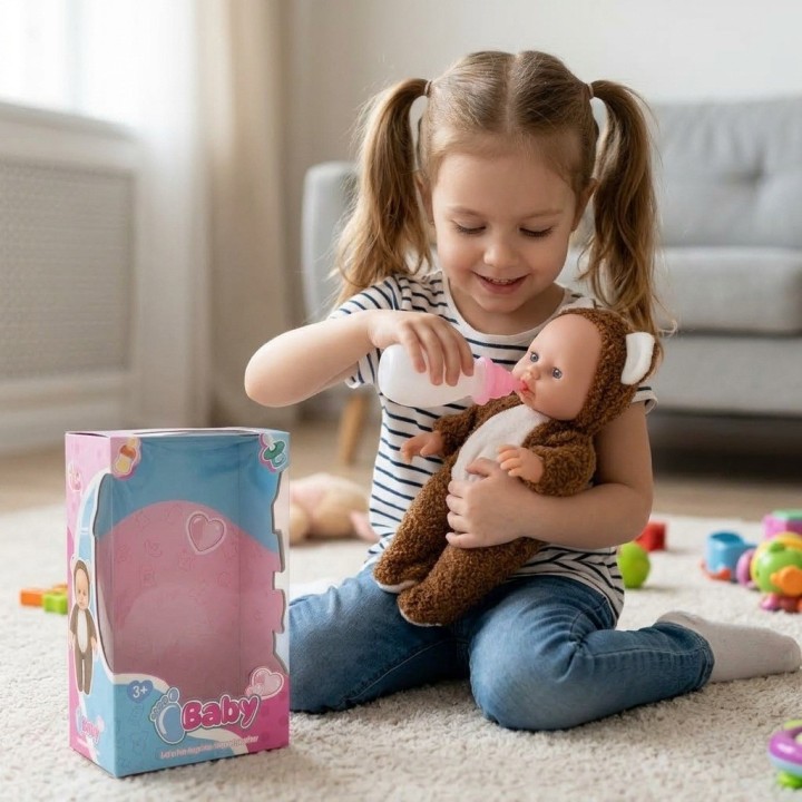 Muñeca Bebé Con Pijama De Peluche Y Tetero Niñas