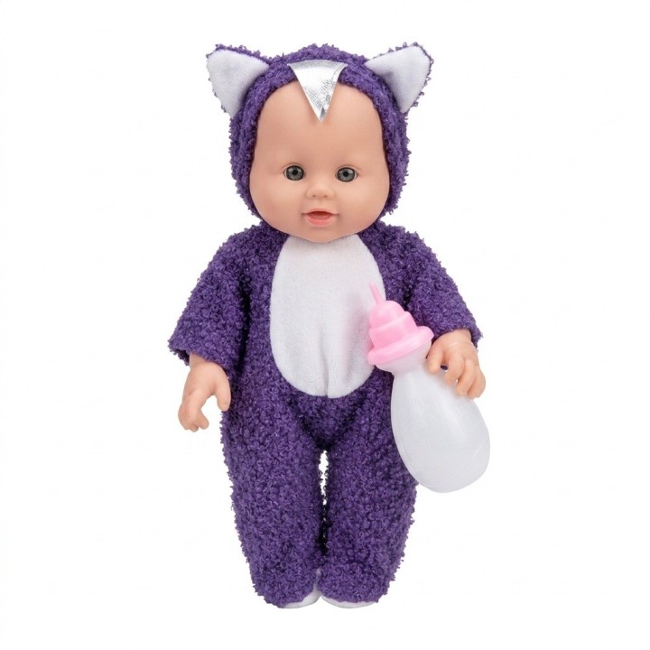 Muñeca Bebé Con Pijama De Peluche Y Tetero Niñas