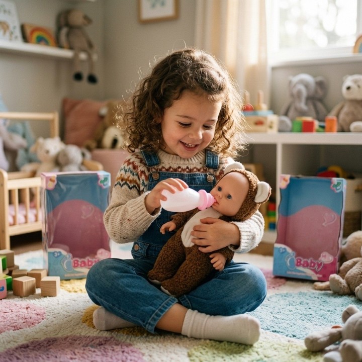 Muñeca Bebé Con Pijama De Peluche Y Tetero Niñas