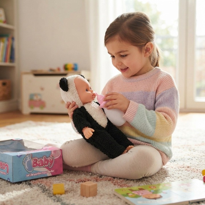Muñeca Bebé Con Pijama De Peluche Y Tetero Niñas