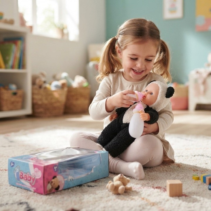 Muñeca Bebé Con Pijama De Peluche Y Tetero Niñas