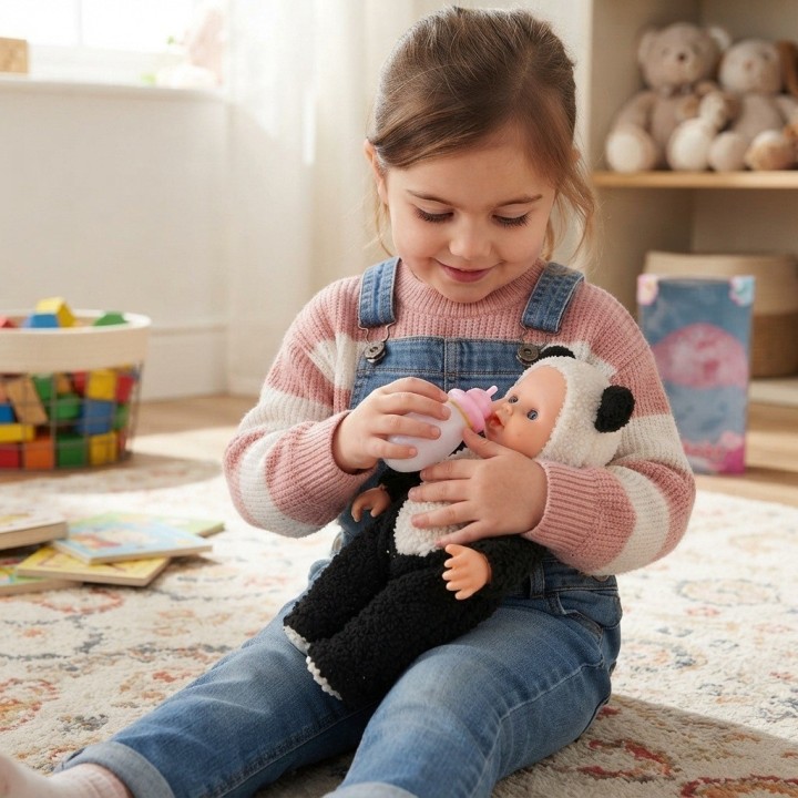 Muñeca Bebé Con Pijama De Peluche Y Tetero Niñas