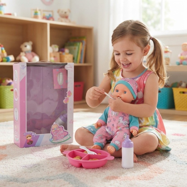 Muñeca Bebé Realista Con Accesorios De Alimentación Niña