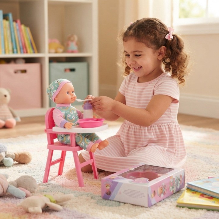 Muñeca Bebé Realista Con Accesorios De Alimentación Niña