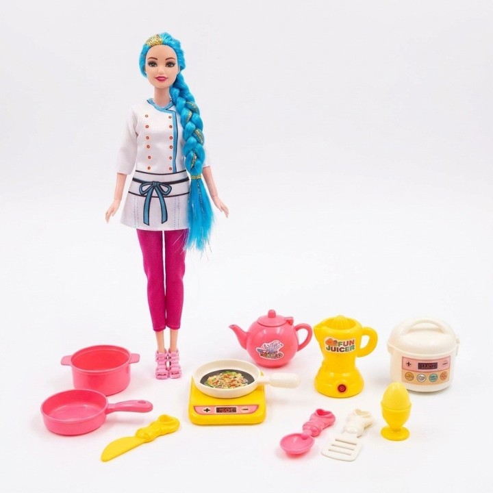 Muñeca Chef Cooking Girl Accesorios De Cocina Y Ollas