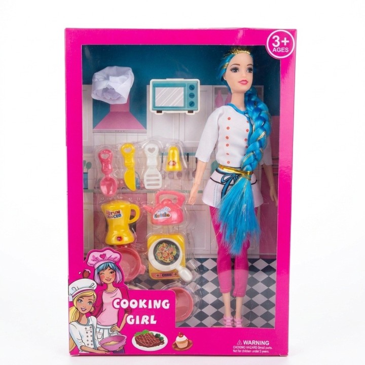 Muñeca Chef Cooking Girl Accesorios De Cocina Y Ollas
