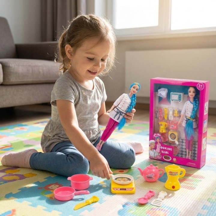 Muñeca Chef Cooking Girl Accesorios De Cocina Y Ollas