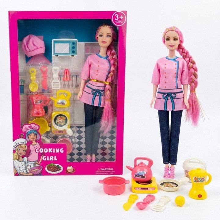 Muñeca Chef Cooking Girl Accesorios De Cocina Y Ollas