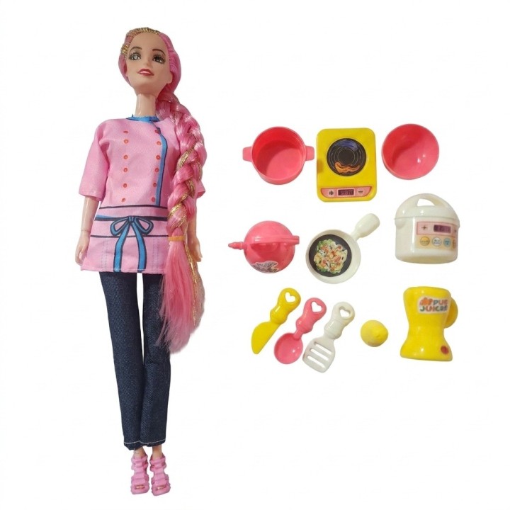 Muñeca Chef Cooking Girl Accesorios De Cocina Y Ollas