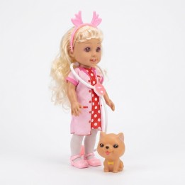 Muñeca Doctora Veterinaria Con Estetoscopio Y Mascota