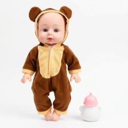 Muñeca Bebé Baby Lovely Con Pijama Y Tetero