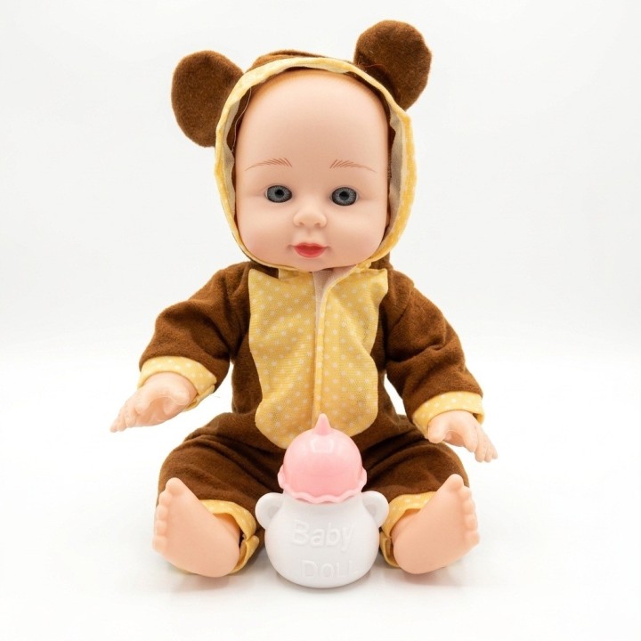 Muñeca Bebé Baby Lovely Con Pijama Y Tetero