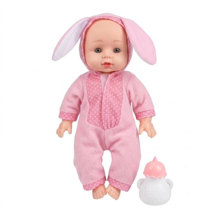 Muñeca Bebé Baby Lovely Con Pijama Y Tetero