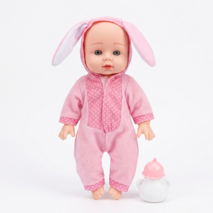 Muñeca Bebé Baby Lovely Con Pijama Y Tetero