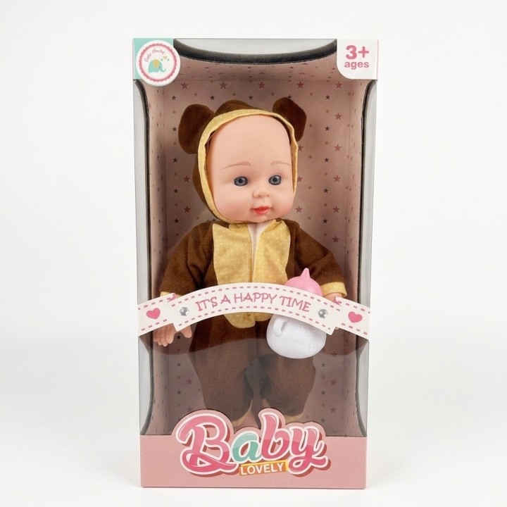Muñeca Bebé Baby Lovely Con Pijama Y Tetero