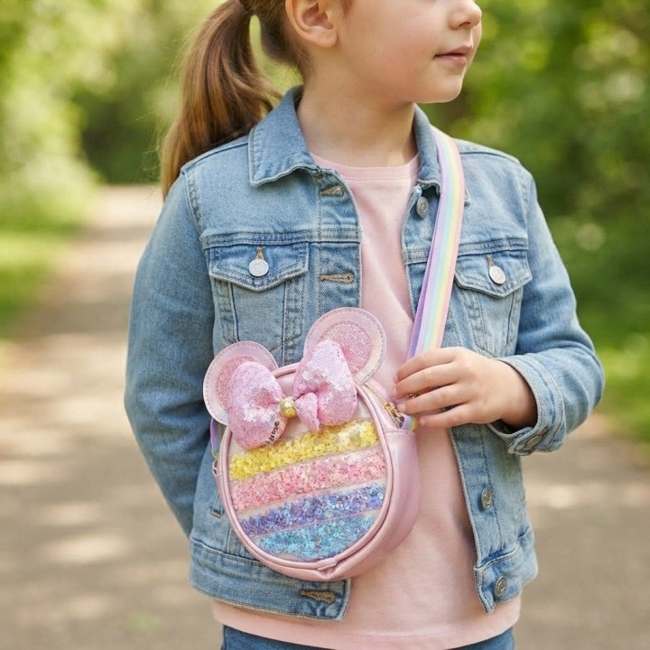 Bolso Cartera Niña Orejas Ratón Tornasol Lentejuelas