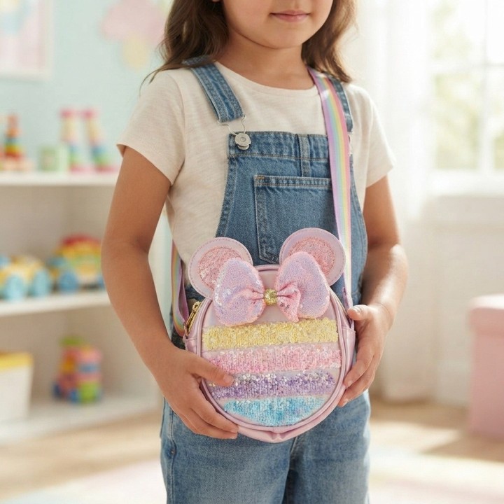 Bolso Cartera Niña Orejas Ratón Tornasol Lentejuelas