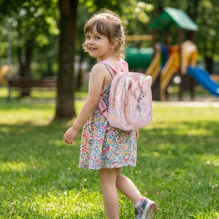 Minimochila Brillante Infantil Con Diseño De Gatito
