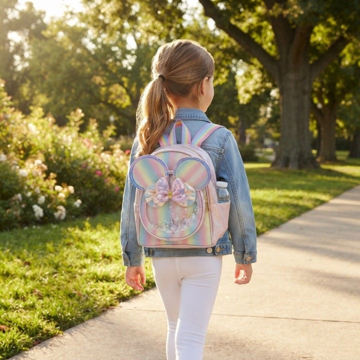 Morral Niña Holográfico Orejas Ratón Y Lazo