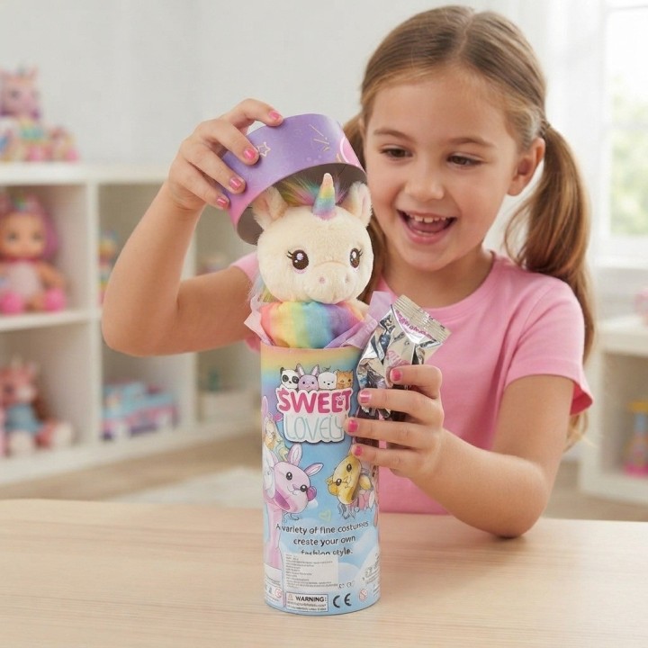 Tubo Sorpresa Muñeca Sweet Lovely Con Disfraz De Peluche